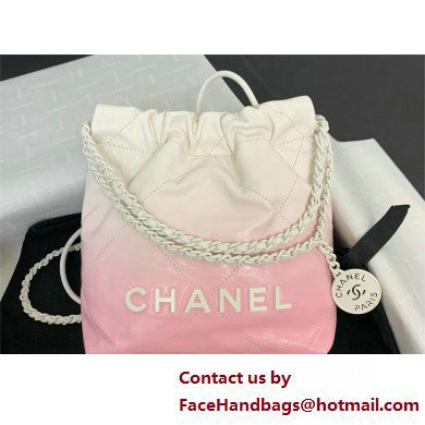 Chanel Patent Gradient Calfskin & Lacquered Metal 22 Mini Handbag AS3980 White & Light Pink 2025 - Click Image to Close